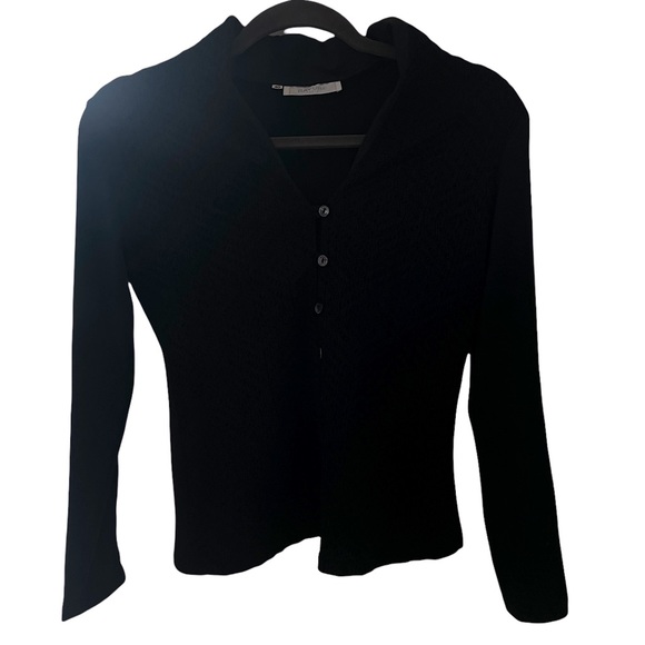 Rayure Black button down long sleeve cinched top - Picture 6 of 6